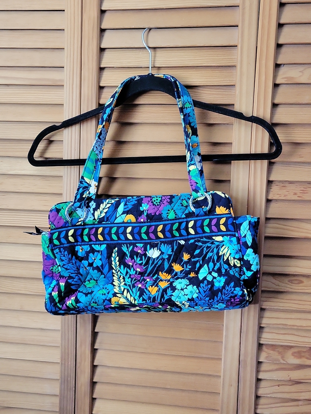Vera Bradley Whitney Midnight Blues Floral Quilted Shoulder Bag Satchel Retired